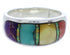 Sterling Silver Southwestern Multicolor Ring Size 6-1/2 EX50597